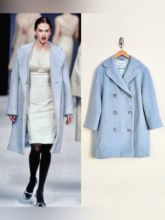 Dolce & Gabbana Jackets & Blazers - Vintage DOLCE & GABBANA F/W 1996 Mohair Double Breasted Car Coat in Baby Blue